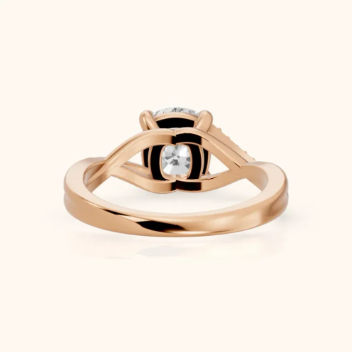 Veronica Twist Side Stone Cushion Diamond Engagement & Wedding Ring