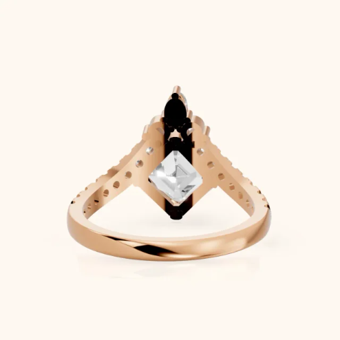 Isabella Legacy Side Stone Asscher Diamond Engagement & Wedding Ring