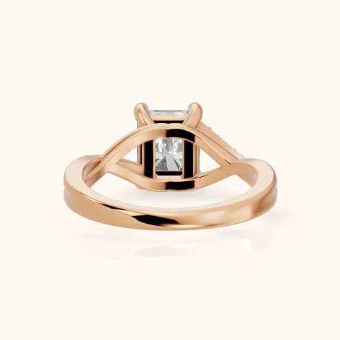 Veronica Twist Side Stone Radiant Diamond Engagement & Wedding Ring
