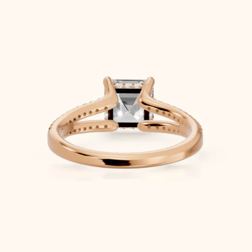 Eternal Embrace Solitaire Asscher Diamond Engagement & Wedding Ring
