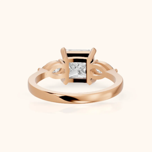 Grace Three Stone Princess Diamond Engagement & Wedding Ring
