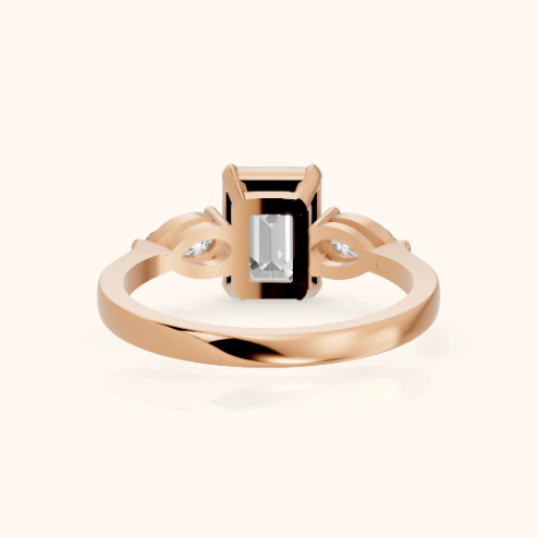 Grace Three Stone Emerald Diamond Engagement & Wedding Ring