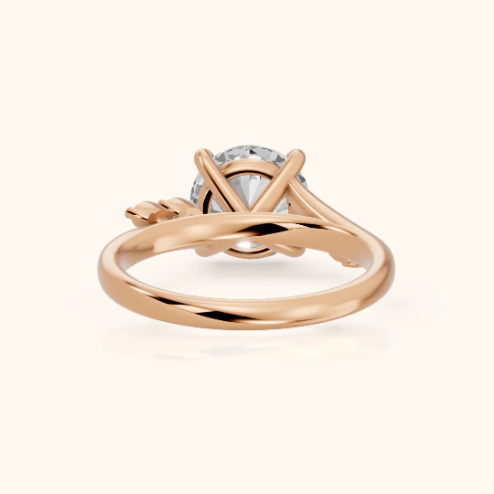 Flora Twist Side Stone Round Diamond Engagement & Wedding Ring