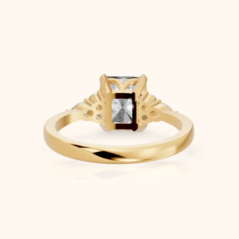 Amelia Three Stone Radiant Diamond Engagement & Wedding Ring