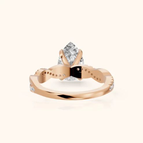 Twisted Side Stone Pear Diamond Engagement & Wedding Ring