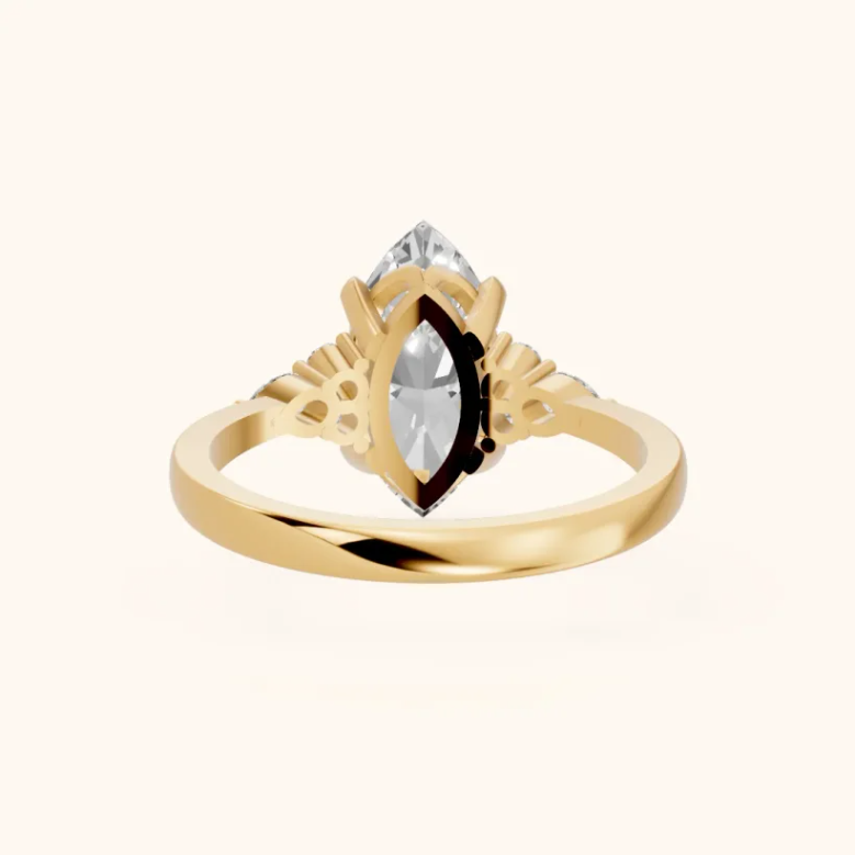 Amelia Three Stone Marquise Diamond Engagement & Wedding Ring