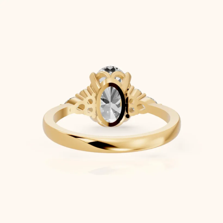 Amelia Three Stone Oval Diamond Engagement & Wedding Ring