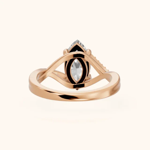 Veronica Twist Side Stone Marquise Diamond Engagement & Wedding Ring