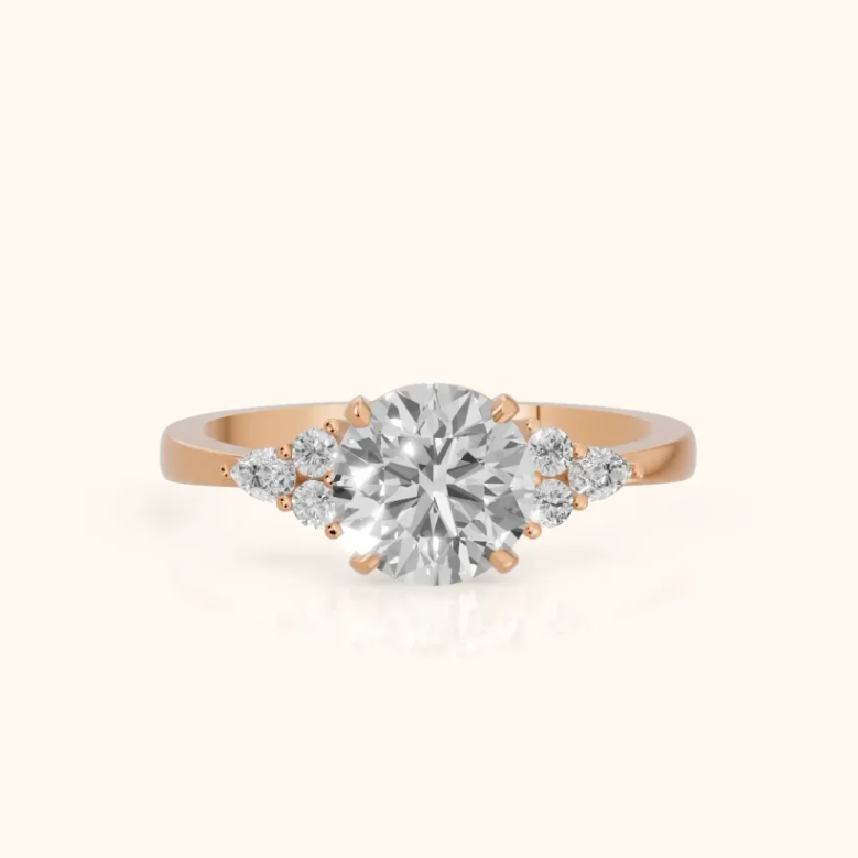 Amelia Three Stone Round Diamond Engagement & Wedding Ring