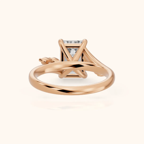 Flora Twist Side Stone Emerald Diamond Engagement & Wedding Ring