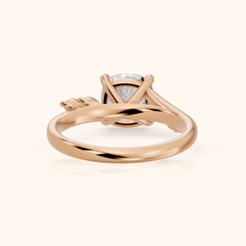 Flora Twist Side Stone Cushion Diamond Engagement & Wedding Ring