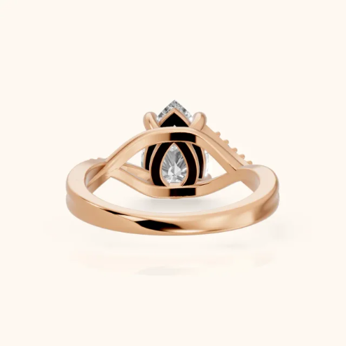 Veronica Twist Side Stone Pear Diamond Engagement & Wedding Ring