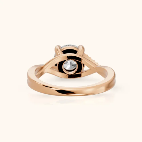 Veronica Twist Side Stone Round Diamond Engagement & Wedding Ring