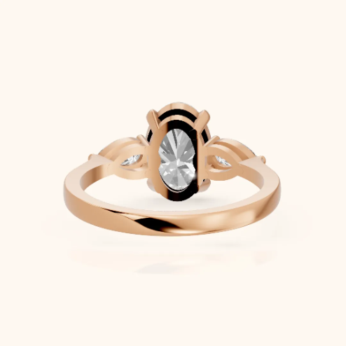 Grace Three Stone Oval Diamond Engagement & Wedding Ring