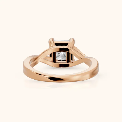 Veronica Twist Side Stone Princess Diamond Engagement & Wedding Ring