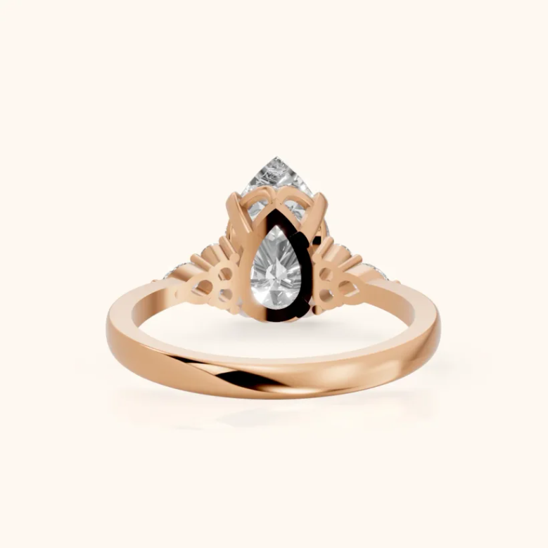 Amelia Three Stone Pear Diamond Engagement & Wedding Ring