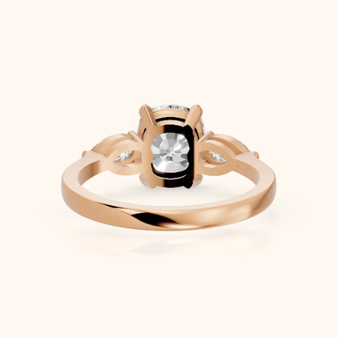 Grace Three Stone Cushion Diamond Engagement & Wedding Ring
