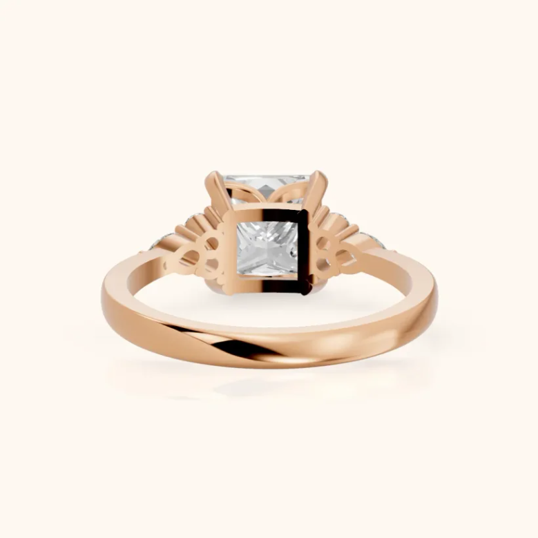 Amelia Three Stone Princess Diamond Engagement & Wedding Ring