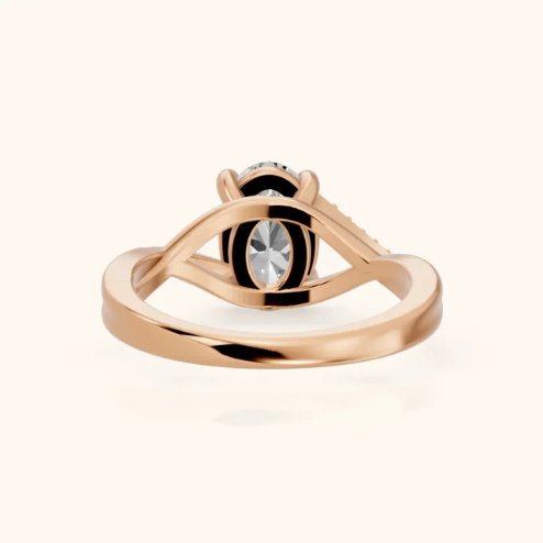 Veronica Twist Side Stone Oval Diamond Engagement & Wedding Ring