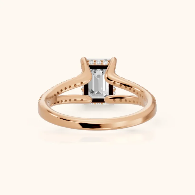 Emerald Diamond Engagement & Wedding Ring