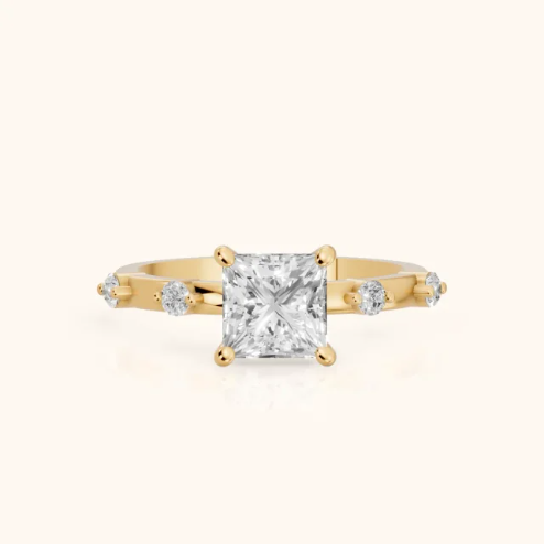 Elena Radiance Solitaire Princess Diamond Engagement & Wedding Ring