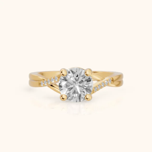 Veronica Twist Side Stone Round Diamond Engagement & Wedding Ring