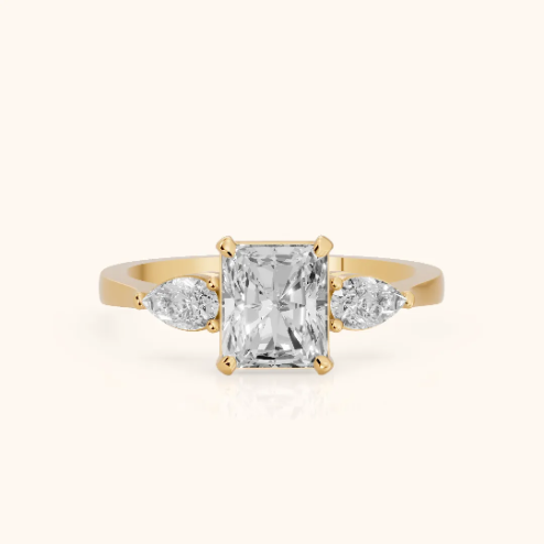 Grace Three Stone Radiant Diamond Engagement & Wedding Ring