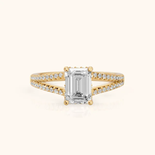 Eternal Embrace Solitaire Emerald Diamond Engagement & Wedding Ring