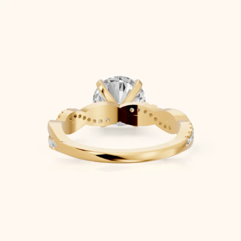 Twisted Side Stone Round Diamond Engagement Wedding Ring