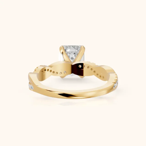 Twisted Side Stone Emerald Diamond Engagement & Wedding Ring