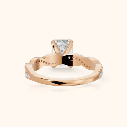 Twisted Side Stone Emerald Diamond Engagement & Wedding Ring