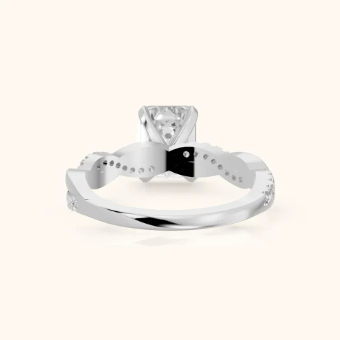 Twisted Side Stone Emerald Diamond Engagement & Wedding Ring