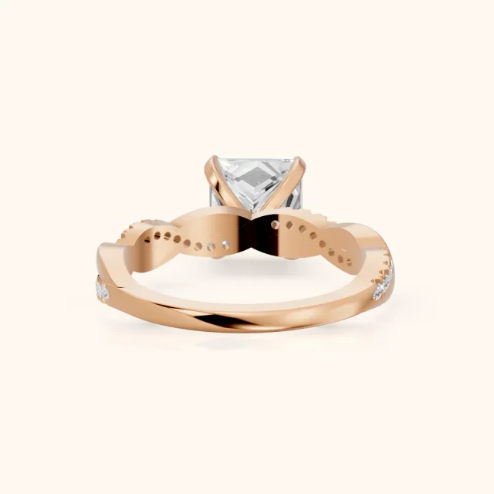 Twisted Side Stone Princess Diamond Engagement & Wedding Ring