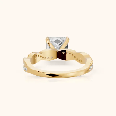 Twisted Side Stone Princess Diamond Engagement & Wedding Ring