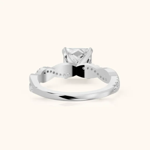 Twisted Side Stone Princess Diamond Engagement & Wedding Ring
