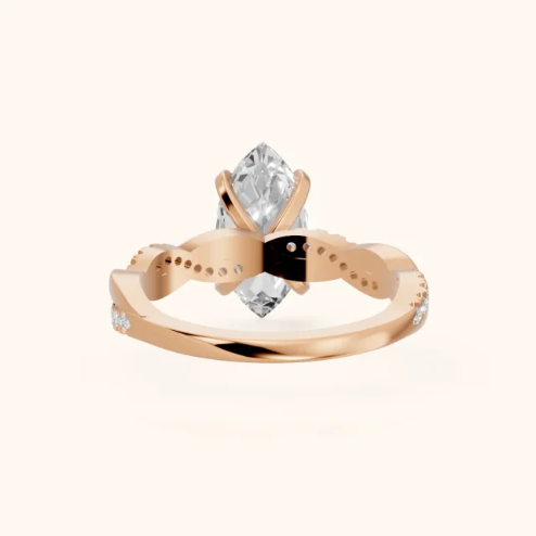 Twisted Side Stone Marquise Diamond Engagement & Wedding Ring