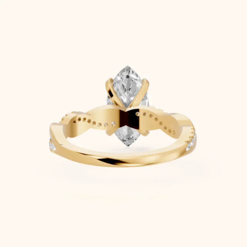 Twisted Side Stone Marquise Diamond Engagement & Wedding Ring