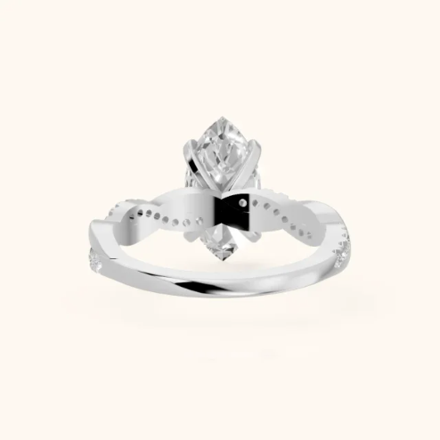 Twisted Side Stone Marquise Diamond Engagement & Wedding Ring