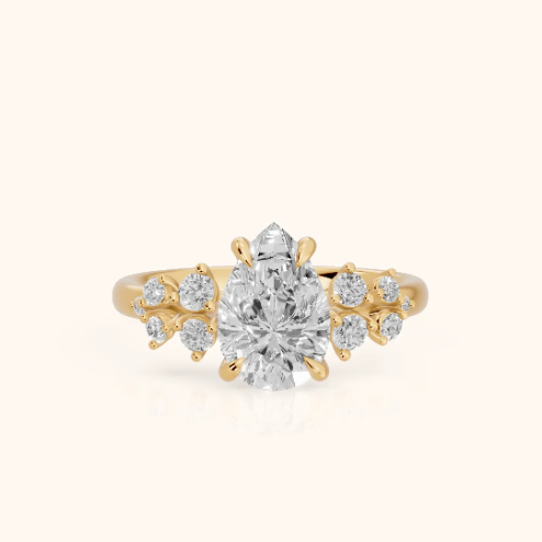 Evelina Bloom Pear Diamond Engagement & Wedding Ring