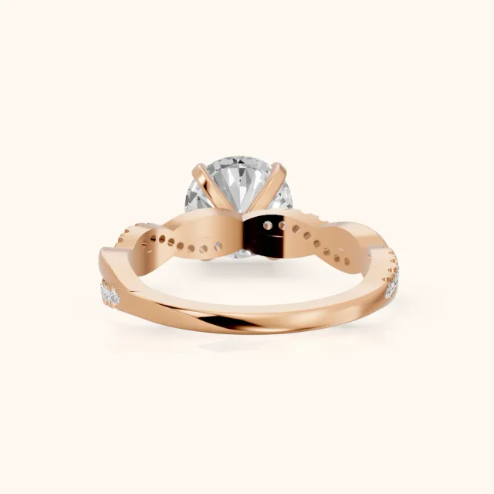 Twisted Side Stone Round Diamond Engagement Wedding Ring