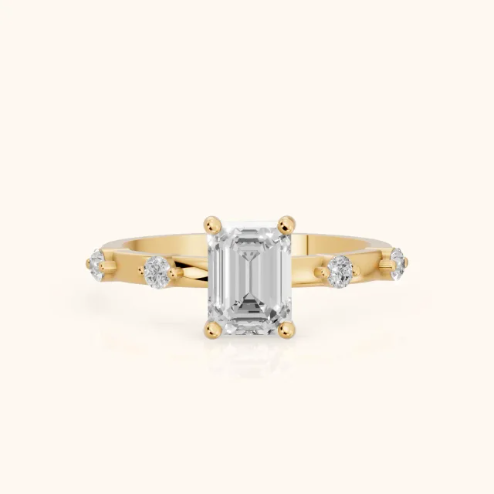 Elena Radiance Solitaire Emerald Diamond Engagement & Wedding Ring