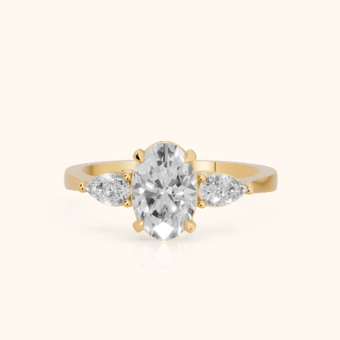 Grace Three Stone Oval Diamond Engagement & Wedding Ring