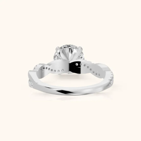 Twisted Side Stone Round Diamond Engagement Wedding Ring