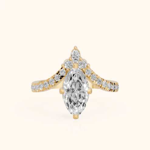 Isabella Legacy Side Stone Marquise Diamond Engagement & Wedding Ring