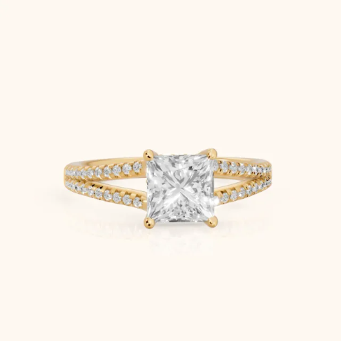 Eternal Embrace Solitaire Princess Diamond Engagement & Wedding Ring