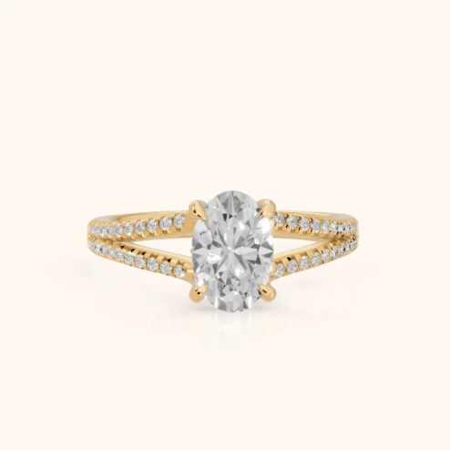 Eternal Embrace Solitaire Oval Diamond Engagement & Wedding Ring
