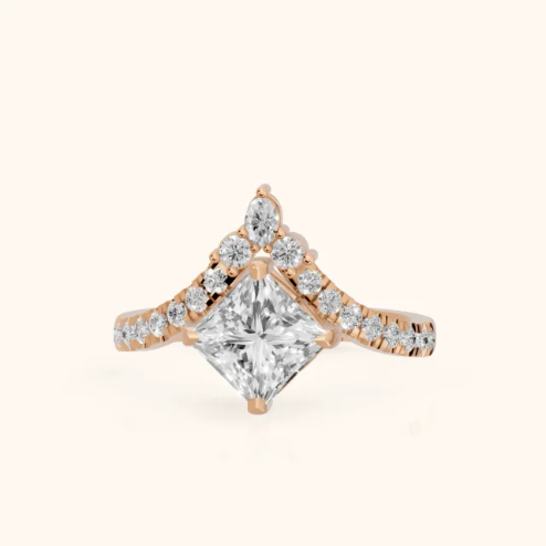 Isabella Legacy Side Stone Princess Diamond Engagement & Wedding Ring