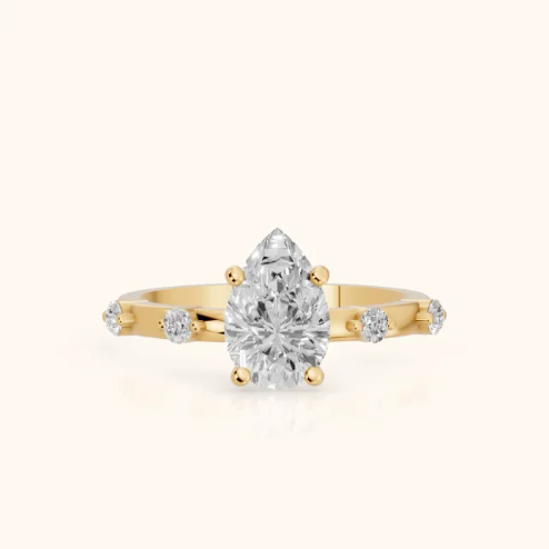 Elena Radiance Solitaire Pear Diamond Engagement & Wedding Ring