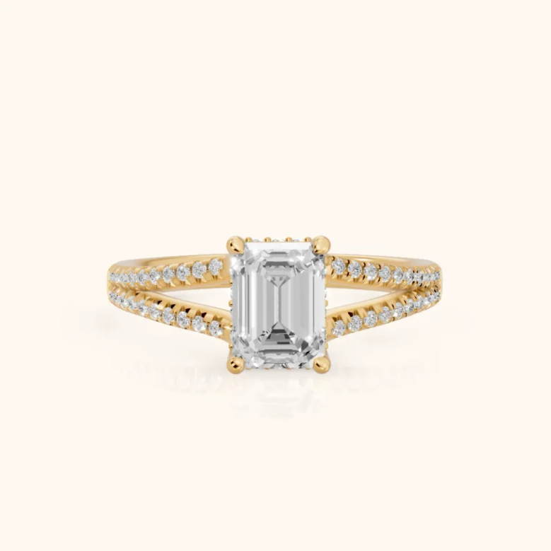 Emerald Diamond Engagement & Wedding Ring