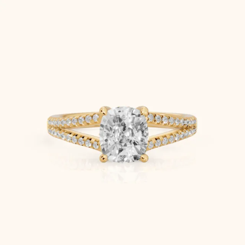 Eternal Embrace Solitaire Cushion Diamond Engagement & Wedding Ring